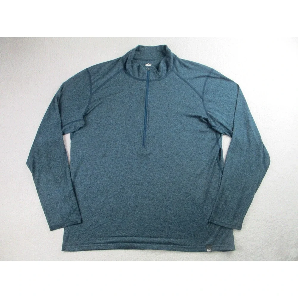 REI Coop Sweater Mens XL 1/2 Zip Pullover Hiking Green Stretch Active Light